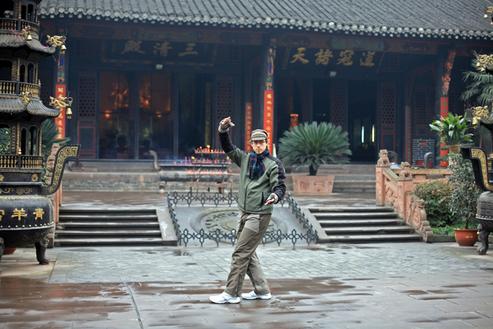 Tim Baglio practicing Taoist Neigong at a Chinese temple